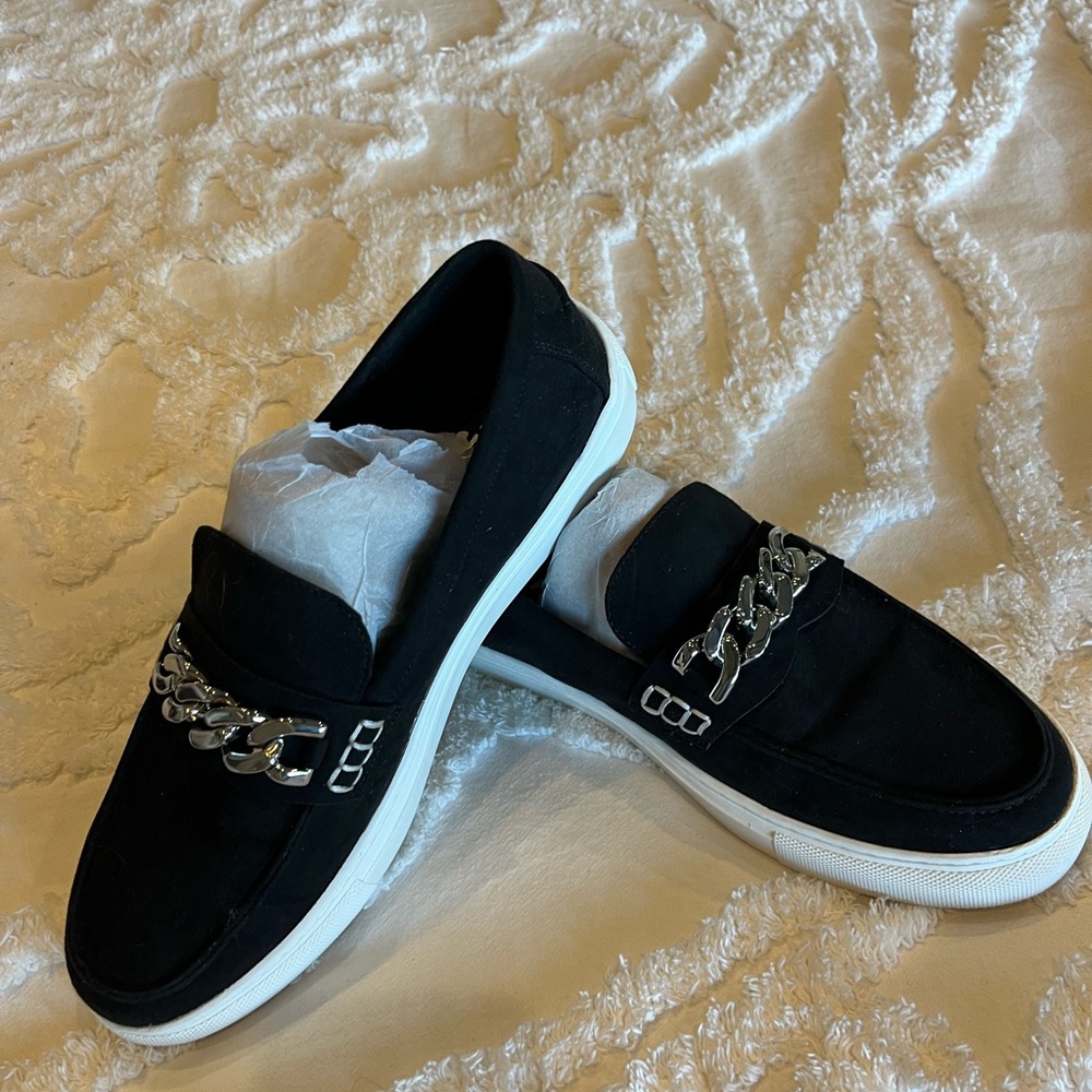 NWOT Black Chain Loafers - Picture 1 of 3